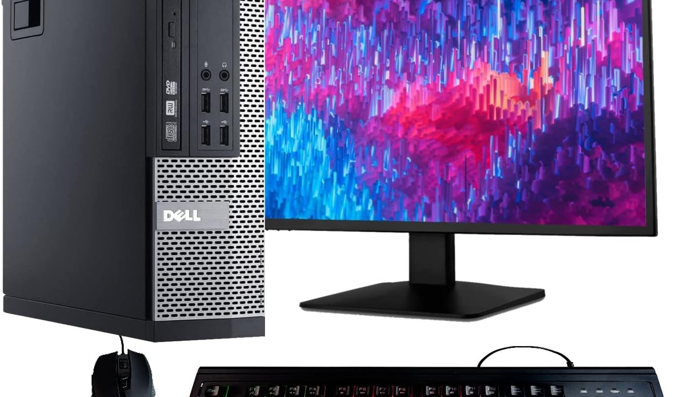 Dell Optiplex 9020 Desktop Computer PC, Intel Quad-Core i5, 500GB HDD Storage, 8GB DDR3 RAM, WiFi, 20 in Monitor, RGB Productivity Bundle, Windows 11 Pro (Renewed)