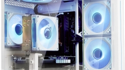 suevery Prebuilt Gaming PC Desktop Computer R5 White Tower